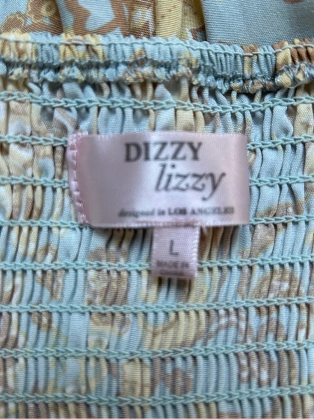 NWOT Dizzy Lizzy Light Blue and Yellow Tie-Front Puff-Sleeve Dress Never Worn - Picture 8 of 12
